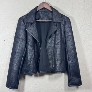 APNY Moto Bomber Jacket Medium Textured Crackle Biker Baddie Crop Streetwear Y2K
